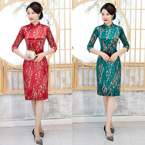 Chinese Dresses Qipao for women robe chinoise cheongsam Cheongsam season long velvet gilt cheongsam cheongsam dress