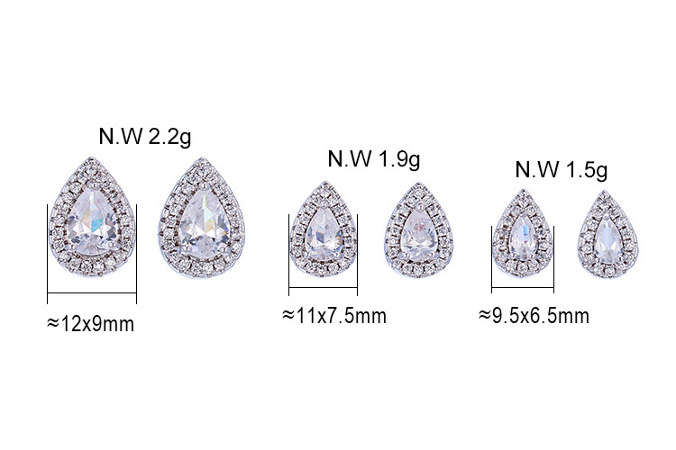 3g Weight Zircon Inlay Material Earrings Classification Fashion Drop-shaped Zircon Copper Earrings Wholesale