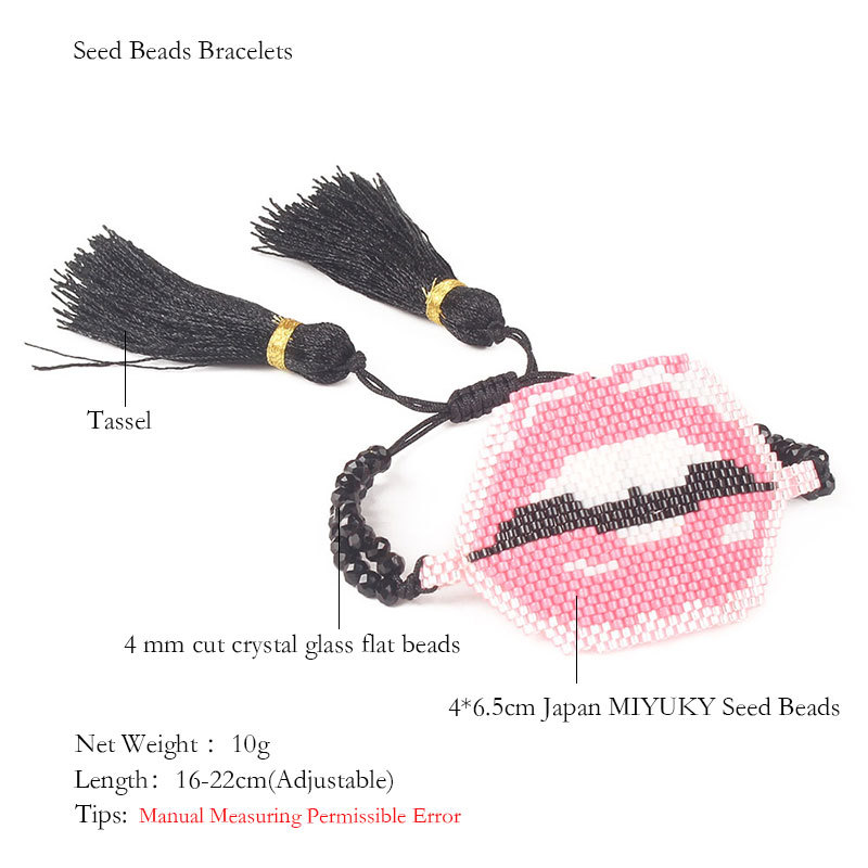 European And American Lips Tassel Bracelet Miyuki Beads Hand-woven Mouth Bracelet display picture 44