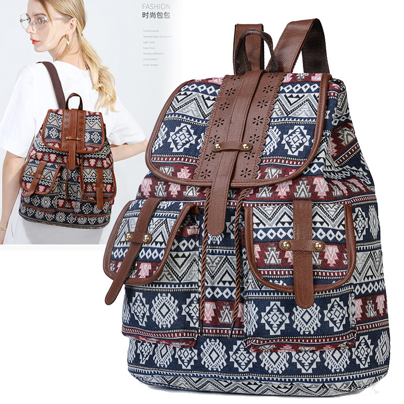 Fábrica expreso Comercio exterior nueva moda mochila europea y americana estilo casual lona mujer mochila moda estilo bolsa de viaje