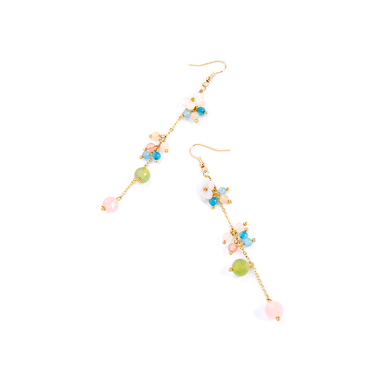 Fashion Long Exaggerated Shell Flower Stone Earrings Earrings Vacation Style Earrings Women display picture 2