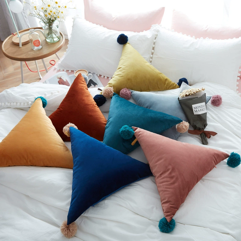 Creative funny triangle color hair ball pillow cute net red children hanging balls with pillow home decoration alien pillow