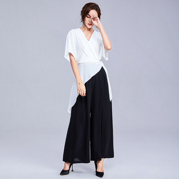Chiffon Irregular Suit New Summer Top Coat Trousers Two-piece 