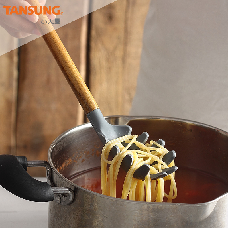 厨房用具硅胶厨具 烹饪勺铲 锅铲 漏勺 相思木铲木柄硅胶厨具套装