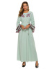 The manufacturer directly provides edodo's new Muslim women's round neck ribbon lovely wool ball embroidered dress 7566