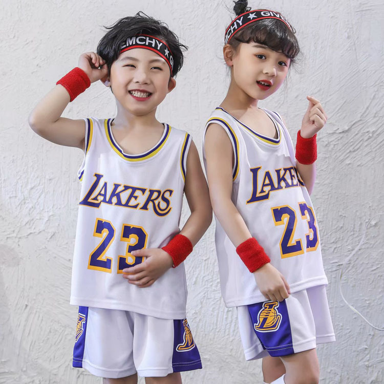 Factory wholesale summer children's basketball clothes sports suit Korean English letters boys and girls performance clothes suit