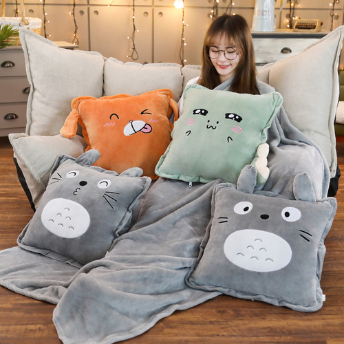 Pillow, quilt, office dual-use cushion, nap pillow, coral velvet blanket, car cushion, three-in-one artifact