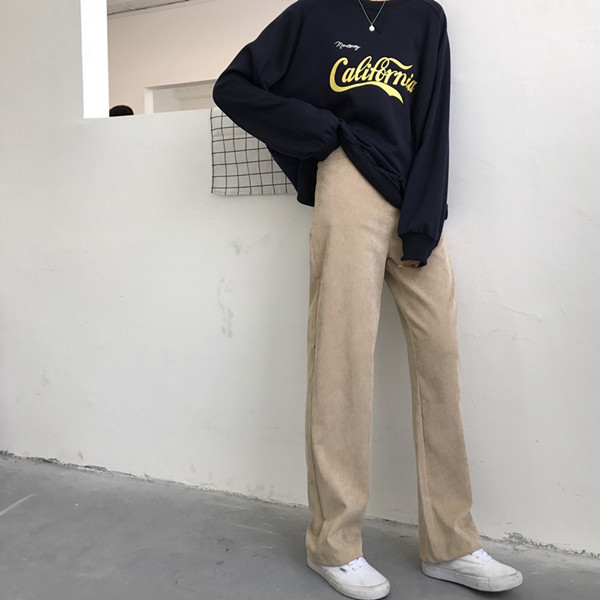 Black Corduroy Wide-Leg Pants