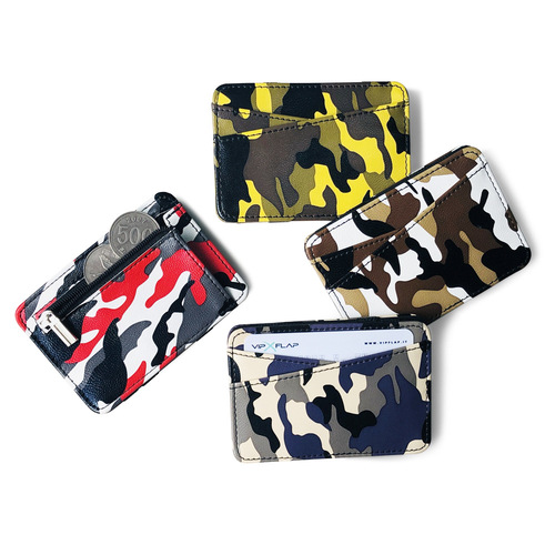 Cross-border Korean version creative camouflage PU leather magic bag new zipper coin purse mini wallet flip thin wallet