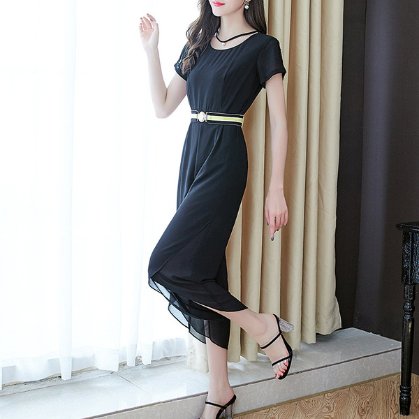 Summer New Leisure Loose Chiffon Broad-legged Couplet Pants