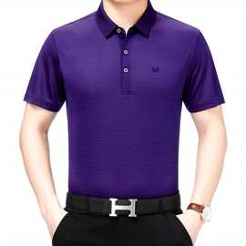 2019恒源祥中年男式桑蚕丝短袖T恤爸爸宽松商务品牌高档短袖T恤衫