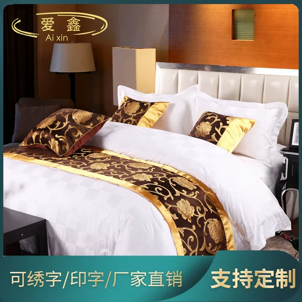 Factory wholesale hotel bedding bed tail flag classical elegant hotel bed towel table flag homestay bed cover cushion