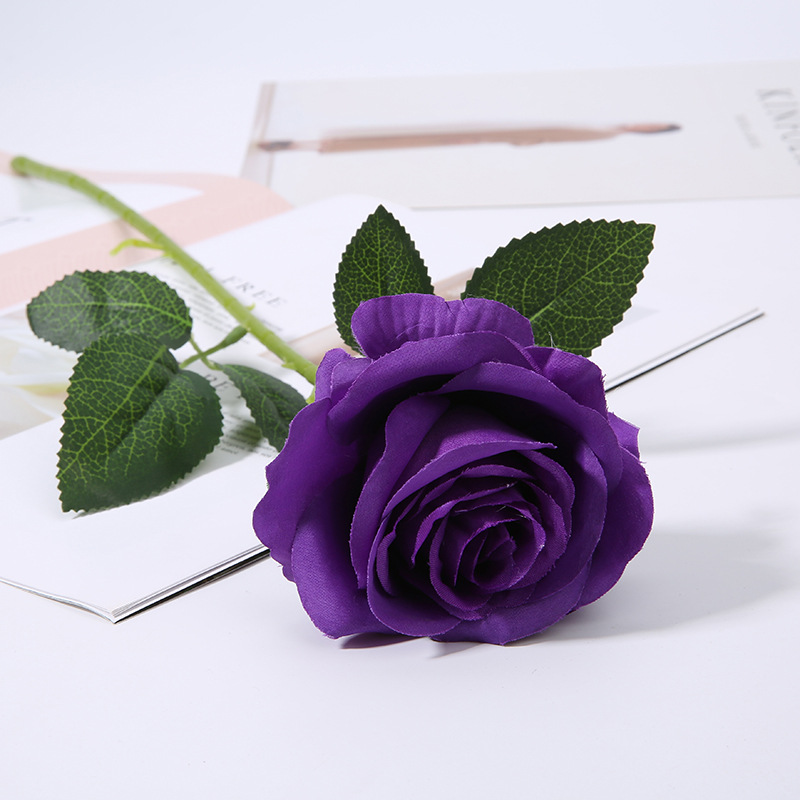 Simulation Single Wool Cloth Rose Wedding Decoration Artificial Flower display picture 1