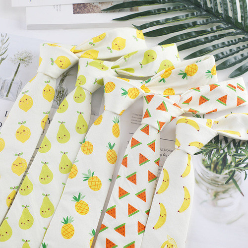 Cartoon tie cotton trendy fashion casual fruit pattern tie 6cm men and women cross-border supply