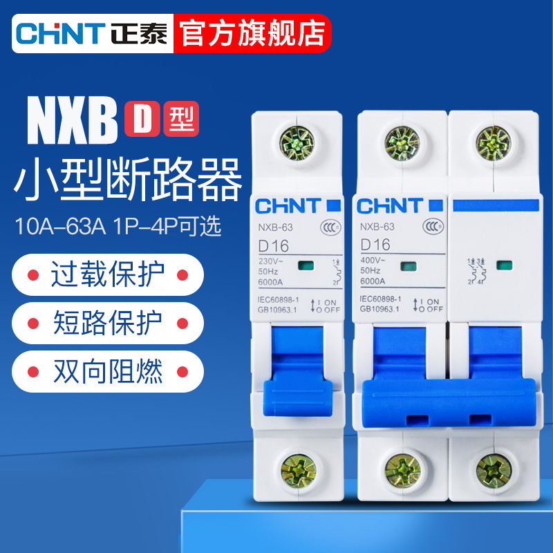 Chint NXB Series D-type circuit breaker power protector motor dedicated 1 pole to 4 level optional 1A-63a