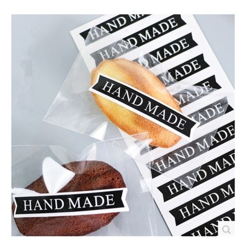 Black Sticker Baking Packaging Box Decorative Sticker Hand Made Long Strip Seal Sticker Self Adhesive Sticker 16 Pcs