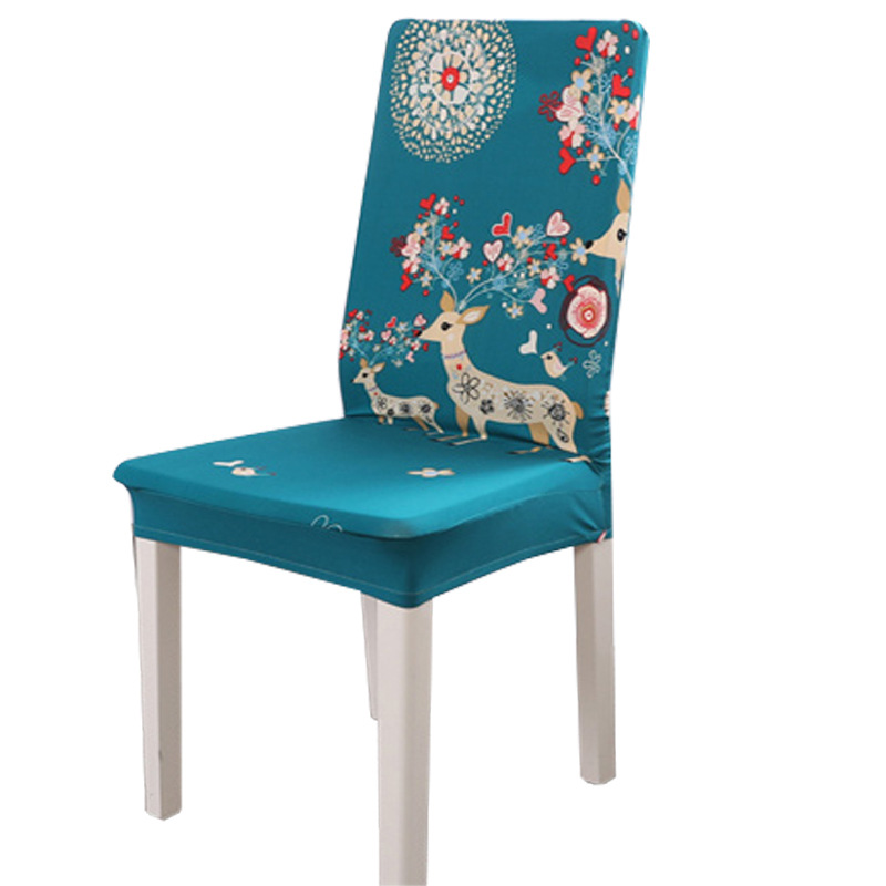 跨境圣诞卡通印花椅子套罩家用通用弹力幼儿园半包靠背餐椅套批发