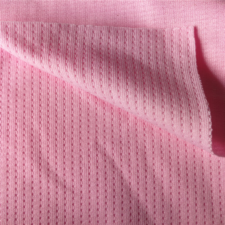 涤纶针织运动面料，POOL衫T恤篮球服透气直条小鸟眼布面料