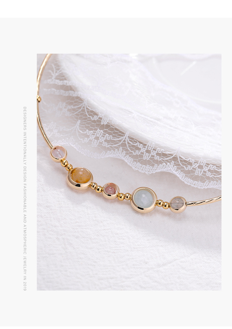 Kupfer 14 Karat Vergoldet Elegant Einfacher Stil Runden Perlen Überzug Inlay Kristall Ringe Armbänder display picture 5