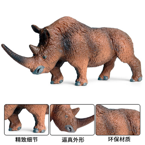 Cross-border simulated wild animal model prehistoric red rhinoceros plastic static animal children's solid figure toy