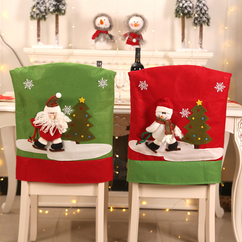 Christmas Decor Chair Covers Dining Seat Cover Santa Claus Home Party Decor 1pc Ebay