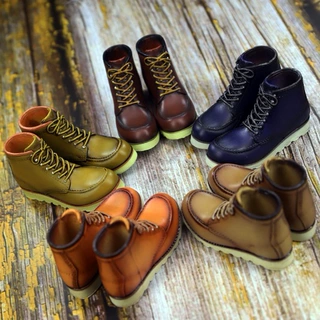 现货 Shoes King 1/6兵人 RED  SK005 男式复古高帮机车鞋