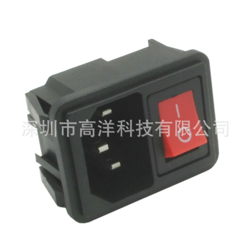 AC-02A电源插座带开关红色无灯电脑机箱仪器设备插座无保险丝10A