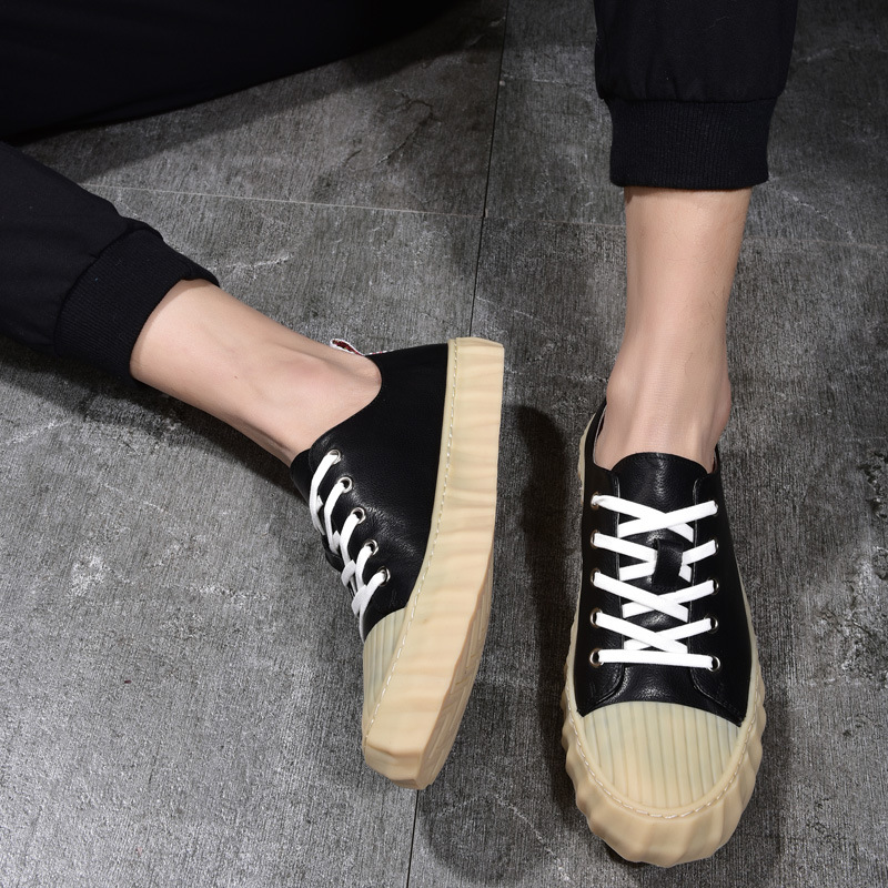 Factory Outlet Men's leather shoes Autumn Korean Edition Versatile Low Men's Shoes Frenum leisure time Trend Men's Shoes White shoes