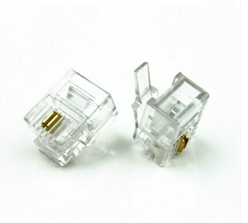 Прямые продажи 6P2C Хрустальная головка 6P2C Телефонная Хрустальная головка 2-жильный телефон Хрустальная головка RJ11 Crystal Head 1000