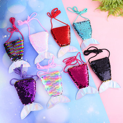 New mermaid tail cross-body bag creative children's one-shoulder sequined small shoulder bag storage lanyard coin purse wholesale