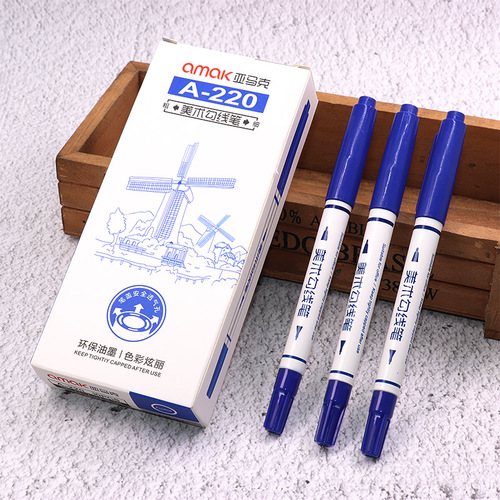 Art hook pen small double-ended water-based black marker student painting does not fade hand-painted strokes and lines