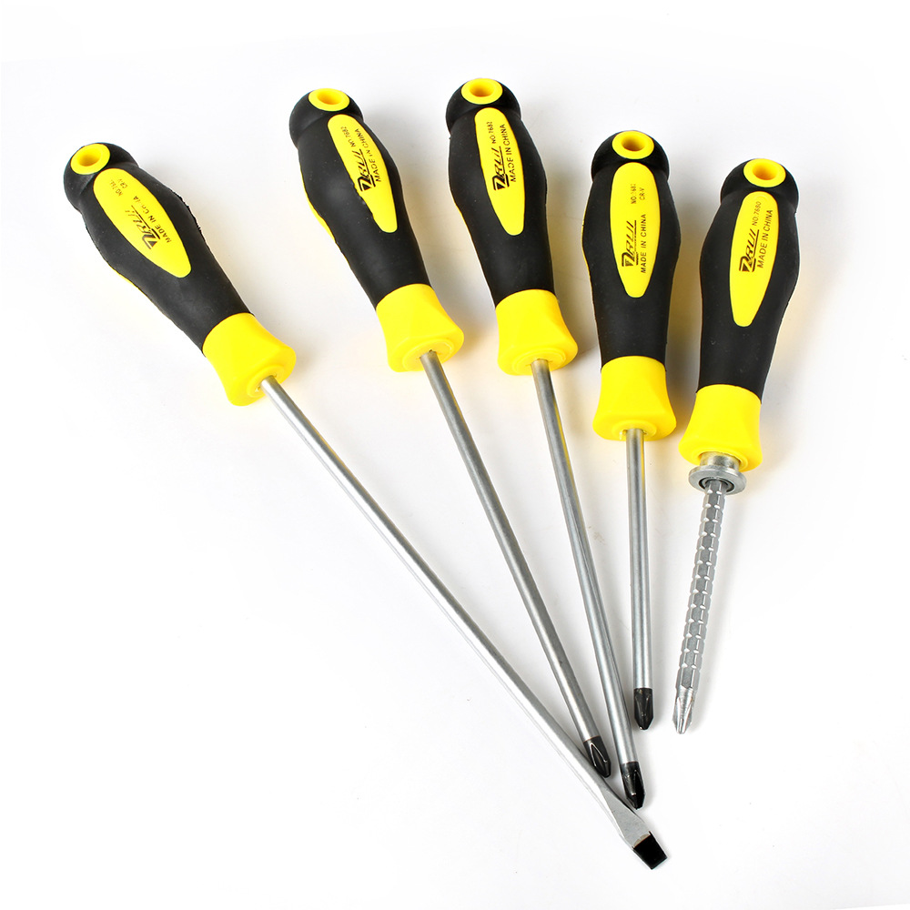 Destornillador antideslizante de plástico de dos colores de doble uso retráctil hogar industrial desmontaje herramienta de reparación Cruz-palabra flor de ciruelo