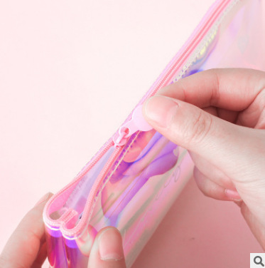 Lively and Fresh, Japanese Style, Fantasy Colorful Pencil Case, for Fun Writing, Moonlight Shimmering Ray Laser Inverted Trapezoid Pencil Bag