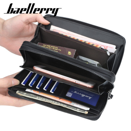 baellerry new men's wallet 2019 cross-border long clutch bag men's retro double zipper coin purse