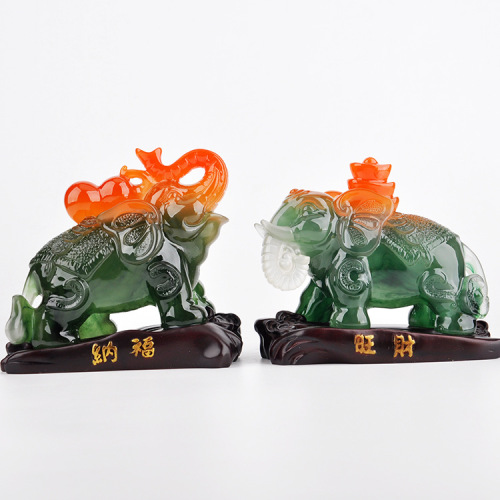 Home Living Room Chinese Feng Shui Crafts Creative Ornaments Prosperous Wealth and Good Luck Elephant Resin Car Ornaments