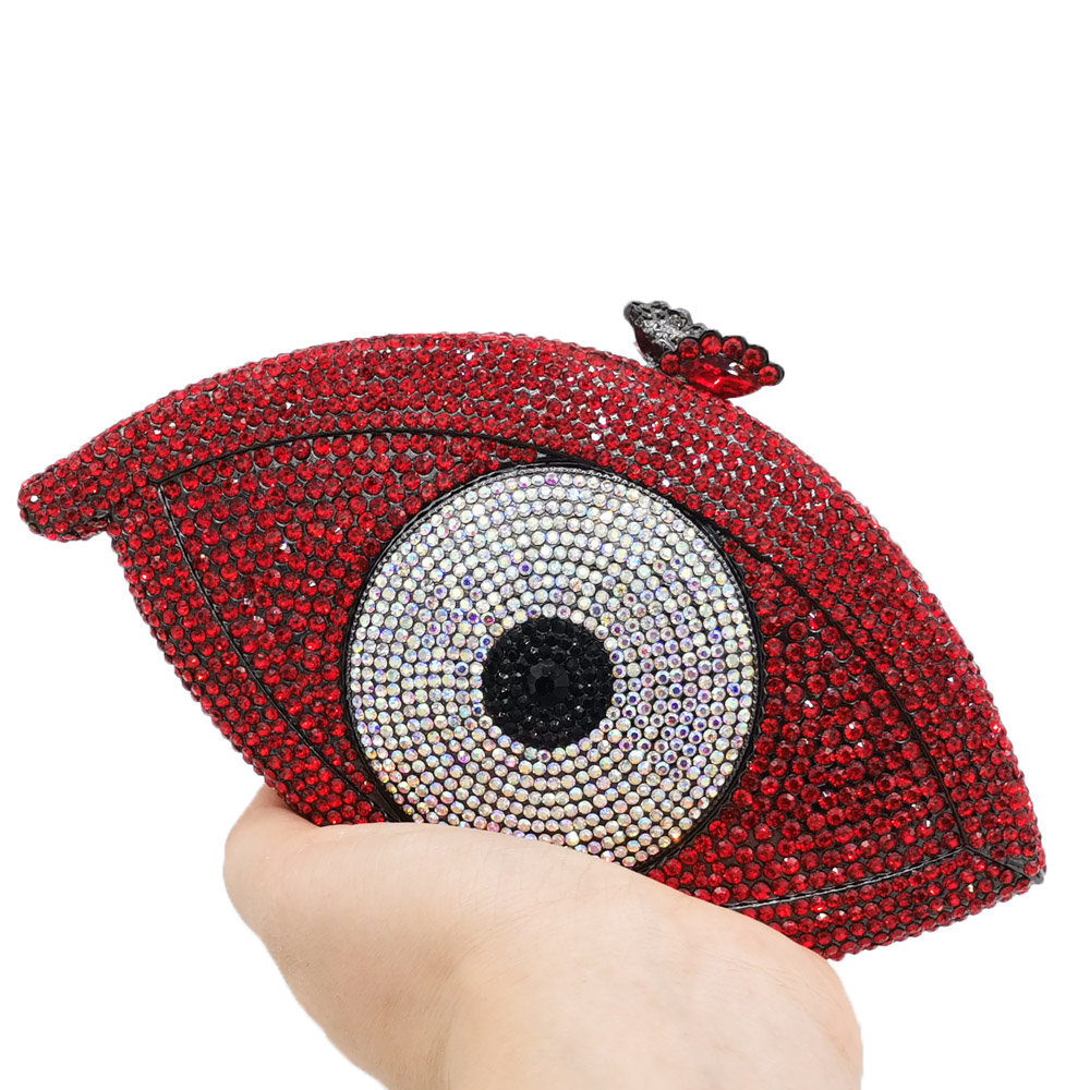 Retro Eye Shape Rhinestone Clutch Bag display picture 5