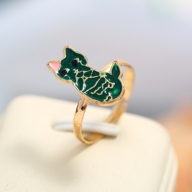 Fashion Creative Cartoon Opening Adjustable European And American Simple Retro Kitten Ring display picture 8