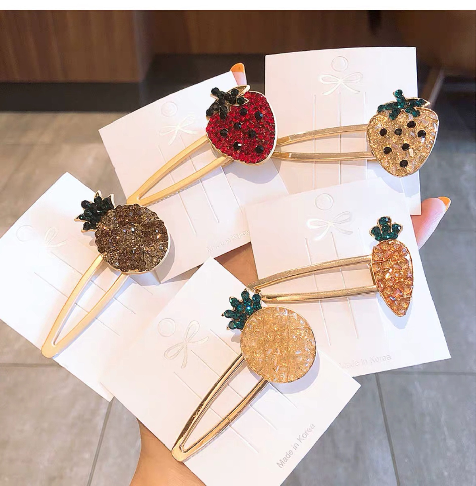 18g Weight Hair Clip Hair Accessories Type Cute Women's Fruit Crystal Hair Clip