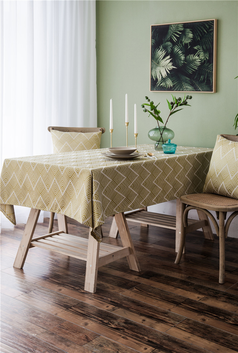 Waterproof Modern Minimalist Jacquard Wave Pattern Nordic Rectangular Coffee Table Dining Tablecloth Manufacturer_voghion.com