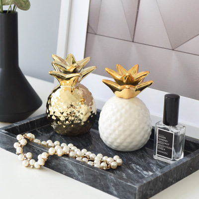 ins Northern Europe style Creative home desktop ornament ceramics Golden Pineapple Decoration modern a living room Wine cabinet a decoration