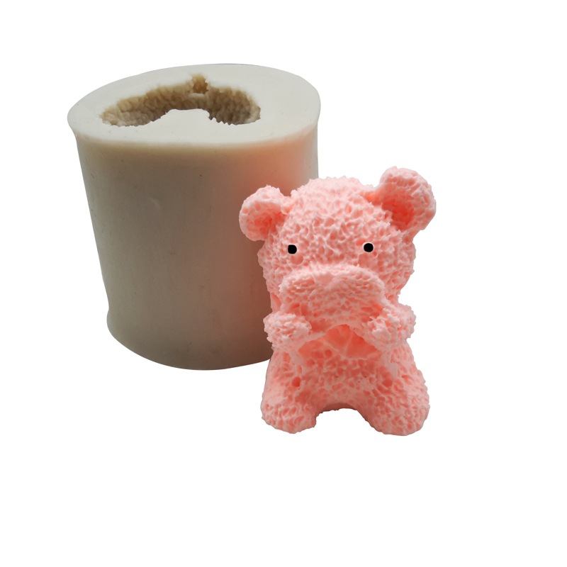 3D tridimensional hielo oso fondant molde pareja oso pastel de silicona molde de arena piel perro saliva cerdo mousse molde de la torta