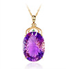 Crystal pendant, stone inlay with amethyst, Korean style, 750 sample gold