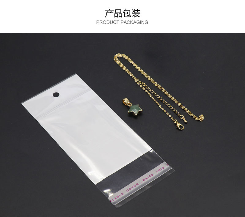 simple semi-precious stone gilt five-pointed star pendant necklace