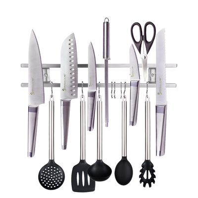 厂家批发40cm不锈钢磁性刀架壁挂式刀架带磁铁厨房收纳架置物架