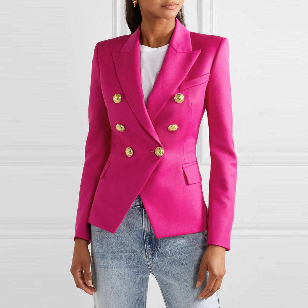 New Women's Coat Blazer Thousand Bird Suit Fashion Short Double Breasted Coat