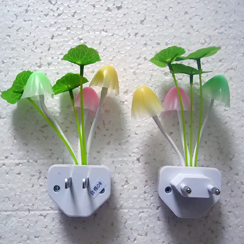 led节能小夜灯光感应光控迷你小夜灯七彩色渐变梦幻荷叶美规欧规|ms