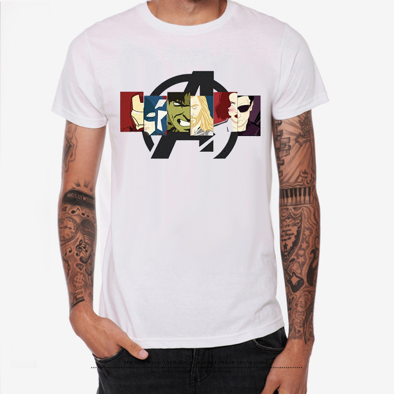 [Spot] Cross-border Source 2019 Reunion 4 Avengers Men's Modal T-shirt Round Neck Short Sleeve Top