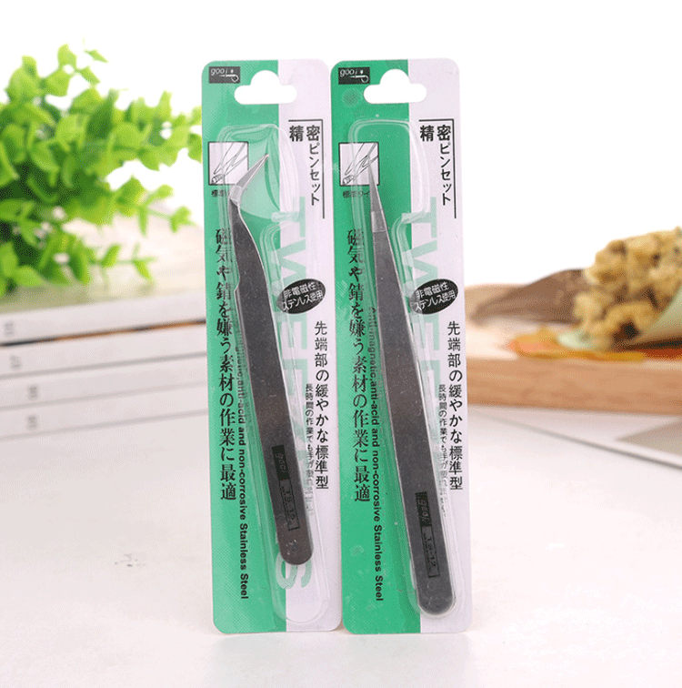 镊子修眉毛夹子医用镊子纸卡镊子直头/弯头铁质镊子夹持工具线头