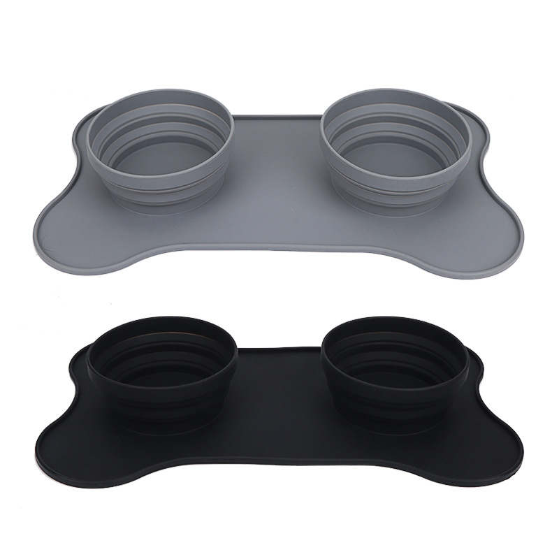Silicone pet bowl folding telescopic meal cushion dog pet pad anti…