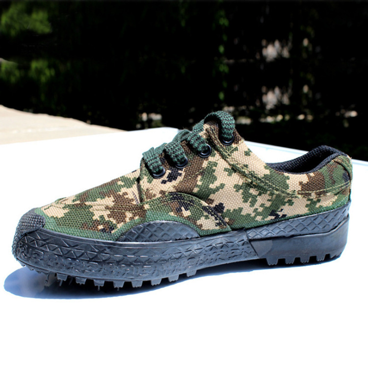 厂家直销 学生军训劳保鞋/迷彩帆布胶鞋/解放鞋/户外鞋 男女均可